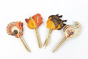 72pcs Thanksgiving Day Party Supplies Cartoon Turkey Cupcake Toppers Pick Party Decorations