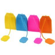 Emours Cute Classic Bag Design Herbal Leaf Silicone Tea Infuser Reusable Tea Bag Strainer , 4 Pack
