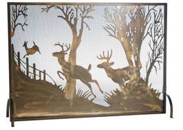 Meyda Tiffany 113656 Deer On The Loose Fireplace Screen, 44" Width x 31.5" Height