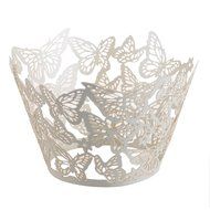 Derker 50 Pcs Laser Cut Cupcake Collars Butterfly Cupcake Wrappers Wraps Wedding Birthday Baby Shower Party Cupcake...