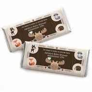 Custom Woodland Creatures - Personalized Baby Shower or Birthday Party Favors Candy Bar Wrappers - Set of 24