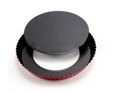 Smartkitch Set of 2 Non-stick 9 inch Pizza Pan, Quiche Pan With Removable Bottom (Red)