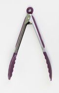 Good Living Silicone-Coated Set of Locking Food Tongs for Cooking on Non-Stick Cookware, Purple, 1-pack N11