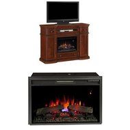 Complete Set Montgomery Media Mantel in Vintage Cherry with 26" Spectrafire Plus Insert with Safer Plug