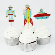 Winrase&reg; Pack of 24 Cute Air Robot Kids Party Decoration Paper Cupcake Toppers (Air Robot) N2