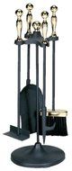 Uniflame, F-3084, 5pc Polished Stove Set, Brass/Black