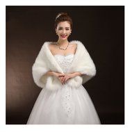 KAKA(TM) Gorgeous Winter Bridal Wedding Dress Wrap Artificial Plush Shawl-Red N24
