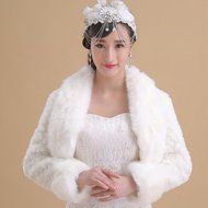 KAKA(TM) Gorgeous Winter Bridal Wedding Dress Wrap Artificial Plush Shawl-Red N28