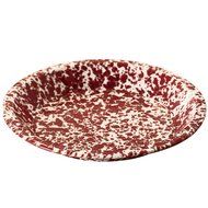 Enamelware Pie Plate - Burgundy / Cream Marble