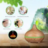 Victsing 150ml Mini Ultrasonic Aroma Essential Oil Diffuser, Wood Grain Cool Mist Humidifier for Office Home Study... N4