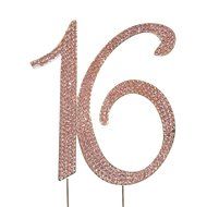 Large Sweet 16 Birthday Cake Topper with Sparkling Rhinestone Crystals (Silver)