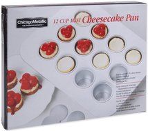 Chicago Metallic Mini Cheesecake Pan 12 Cavity, 13.90-Inch by 10.60-Inch (2-Inch by 1.6-Inch Cavities)