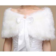 KAKA(TM) Gorgeous Winter Bridal Wedding Dress Wrap Artificial Plush Shawl-White N10