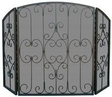 3 Panel Arched Scroll Fireplace Screen with Graphite Finish Fire Home Decoration Traditional Accessories