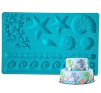 FOUR-C Fondant Tools Silicone Embossing Molds Cake Decoration Mould Color Blue
