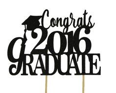 All About Details Black Congrats 2016 Graduate Cake Topper