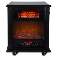 Della Portable Electric Fireplace Stove Flame Heater w/ Remote Control, 1500-Watt, Black N5