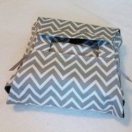 Casserole Tote in Gray Mini-Chevron 8x8 - Can be Personalized, ZigZag Stripe, Made in America