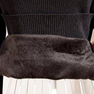 Spritech(TM) Fashion Women Thicken Basic Warm Crystal Pearl Doll Collar Long Puff Sleeve Slim Fit Velvet Sweater... N19