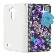 KAKA(TM) 3D Handmade Colorful Black Pulple Blue Rhinestone Crystal PU Leather Stand Folding Protective Case Big... N7