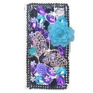 KAKA(TM) 3D Handmade Colorful Black Pulple Blue Rhinestone Crystal PU Leather Stand Folding Protective Case Big... N10