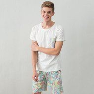 KAKA(TM) Girl Boy Summer Sleepwear Couples Homewear Pajama Shorts and Top Set N5