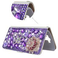 Spritech(TM) PU Leather Bling Phone Case for Samsung Galaxy Grand Prime G530 2015 Edition,Handmade Purple Crystal... N26