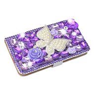 Spritech(TM) PU Leather Bling Phone Case for Samsung Galaxy Grand Prime G530 2015 Edition,Handmade Purple Crystal... N28