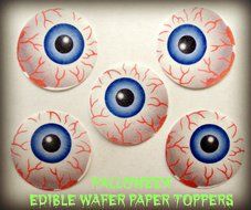 12 HALLOWEEN SCARY BLOODSHOT MONSTER EYEBALLS EYES Decorative Wafer Paper Toppers&copy; Cakes Cupcakes
