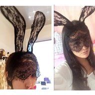 Spritech(TM) Women's Girls Fashion Lace Lone White Bunny Ears with Veil Hair Band Head Band for Catwalk Shows... N7