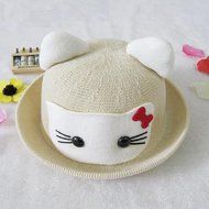KAKA(TM) Girls Boys Cute Cat Shape Summer Hat Sun Protected Knit Cap For 2-7 Years Old Kids Pink N7