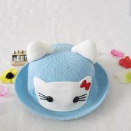 KAKA(TM) Girls Boys Cute Cat Shape Summer Hat Sun Protected Knit Cap For 2-7 Years Old Kids Pink N8