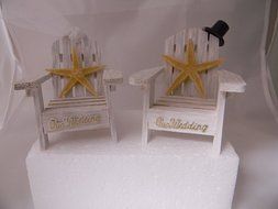 Wedding Reception Adirondack Chairs Beach Real Starfish Cake Topper White