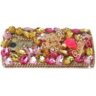 Spritech(TM) Clear Hard Bling Phone Case for LG G Stylo 2 LS775/LG Stylus 2 K520,Handmade Gold Crystal Flower... N56