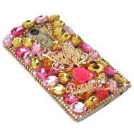 Spritech(TM) Clear Hard Bling Phone Case for LG G Stylo 2 LS775/LG Stylus 2 K520,Handmade Gold Crystal Flower... N57