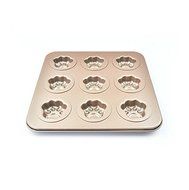 Astra shop Premium 9 Cup Champagne Cat Paw Prints Cake Pan Cute Baking Pan Non Stick Cake Mold Muffin Pan,11 x...