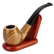 Scotte(TM) Lobular green sandalwood tobacco pipe with (stand+scraper+filter element+pouch+gift box) accessories... N6