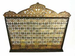 FIREPLACE SCREENS - "MARRAKESH" FIREPLACE SCREEN WITH REMOVABLE HURRICANE GLOBES