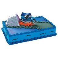 Bakery Crafts - Batman on Batcycle &amp; Cave Cake Topper, 4&quot; x 3&quot;, Plastic