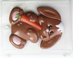 Large cute bunny munching on a carrot E027 Easter Chocolate Candy Mold