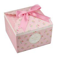 Wanting Portable Square Cake Boxes Bakery Cake Gift Boxes With Beautiful Ribbon Pink(Pack of 2)