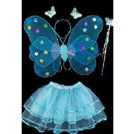KAKA(TM) Angel Butterfly Fairy 4-pcs Set Children Cosplay Performance Show Costume Props - Blue N4