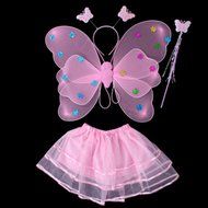 KAKA(TM) Angel Butterfly Fairy 4-pcs Set Children Cosplay Performance Show Costume Props - Blue N7