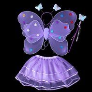 KAKA(TM) Angel Butterfly Fairy 4-pcs Set Children Cosplay Performance Show Costume Props - Blue N8
