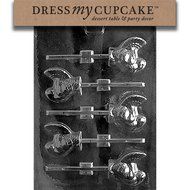 Dress My Cupcake DMCT012 Chocolate Candy Mold, Small Turkey Lollipop, Thanksgiving