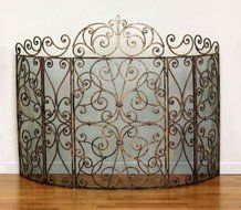 FIREPLACE SCREENS - "SOMERSET MANOR" FIREPLACE SCREEN - ANTIQUE GOLD FINISH