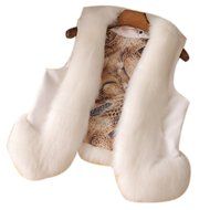 Spritech(TM) Women's Girls Fashion Winter Short Faux Fur Wool Vest PU Leather Jacket N8