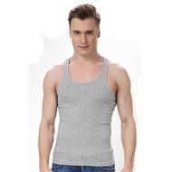 KAKA(TM) Men's Fashion Vest Bottoming Sport Vest Shirt-Gray(L) N5
