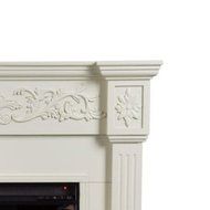 Michael 44 in. Freestanding Carved Indoor Portable Ivory White Electric Fireplace N6