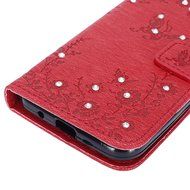 Galaxy Core Prime Wallet Case,PHEZEN Serect Garden Butterfly Flower Inlaid Shiny Glitter Diamond Pu Leather Flip... N6